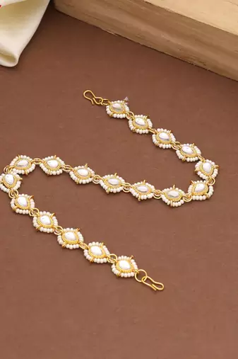 White color kundan matha patti