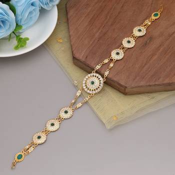 Green & white color matha patti 1