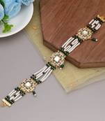 Green & white color kundan matha patti