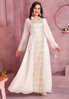 Designer Jalabiya with Embrodiered Embellished Front Panel 1