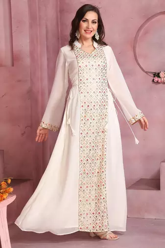 Designer Jalabiya with Embrodiered Embellished Front Panel