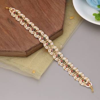 Maroon & green color kundan matha patti 2