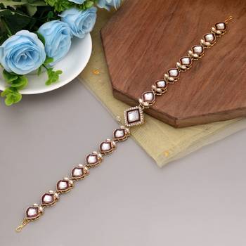 Maroon color kundan matha patti 1