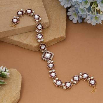 Maroon color kundan matha patti 2