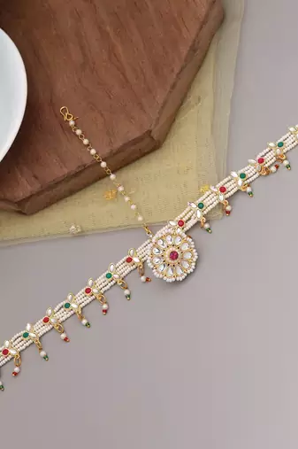 Multi color kundan matha patti