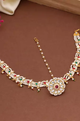Multi color kundan matha patti