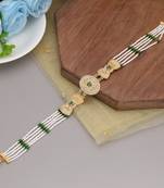 Green & white color matha patti