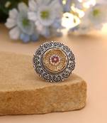 Green color dual tone oxidised rings