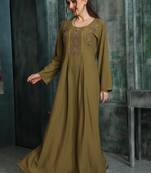Embroidered Yoke Flared Maxi Dress For Women