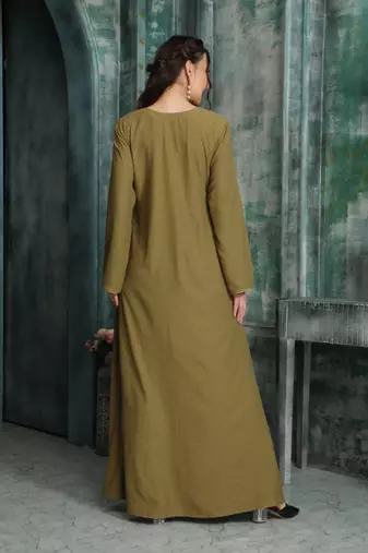 Rust Gold Embroidered Flared Jalabiya by Maxim Creation