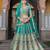 Turquoise Net Semi Stitched Lehenga Choli with Stone Embroidery Work