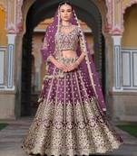 purple net lehenga choli with stone embroidery work