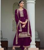 purple faux georgette sequin embroidered suit