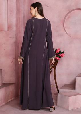 Plum Wine Embroidered Pocket Maxi Dress For Women 4
