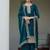 teal blue faux georgette sequin embroidered suit