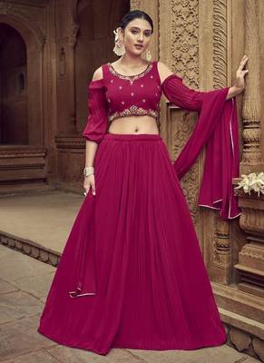 Magenta Georgette Lehenga Choli with Hand Work 1