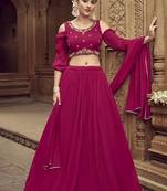 Magenta Georgette Semi Stitched Lehenga Choli with Hand Work