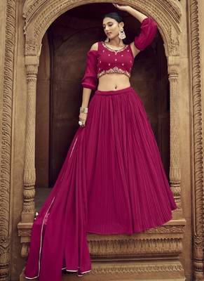 Magenta Georgette Lehenga Choli with Hand Work 2