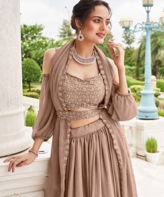Chiku Georgette Lehenga Choli with Sequin & Thread Work 2