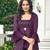 Purple georgette free size stitched shrug suit with sequence thread work