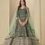 Velvet embroidered dark green engagement wear anarkali suit