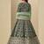 Velvet embroidered dark green engagement wear anarkali suit