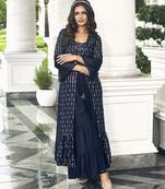 navy georgette shrug suit - full stitched free size