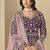 Velvet embroidered purple engagement wear anarkali suit