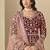 Velvet embroidered maroon engagement wear anarkali suit