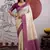cream and wine handloom weaving silk blend saree