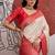 cream and red handloom weaving art silk festival trendy saree