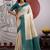 cream and teal handloom weaving art silk festival trendy saree