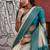 cream and teal handloom weaving art silk festival trendy saree