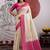 cream and rani pink handloom weaving art silk festival trendy saree