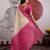 cream and rani pink handloom weaving silk blend saree