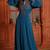 Teal Blue Embroidered Yoke Maxi Dress with Embellishment