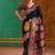 black cotton blend weaving contemporary saree