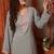 Multicolor Threadwork Embroidered Kaftan in Grey