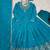Blue silk thread & sequins embroidered Anarkali pant with dupatta