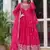 Pink silk thread & sequins embroidered Anarkali pant with dupatta