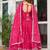 Pink silk thread & sequins embroidered Anarkali pant with dupatta