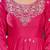 Pink silk thread & sequins embroidered Anarkali pant with dupatta