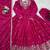 Pink silk thread & sequins embroidered Anarkali pant with dupatta