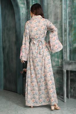 Floral Embroidered Modestwear Dress with Crystal Studded Lacework 3