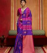 multi colour handloom art silk contemporary saree with weaving work