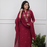 maroon rayon  embroidered straight kurta pant and dupatta set