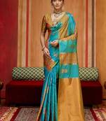 multi colour handloom art silk contemporary saree with weaving work