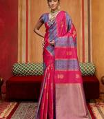 multi colour handloom art silk contemporary saree with weaving work