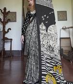 satin printed black casual saree