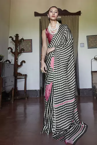 satin printed multicolor casual saree